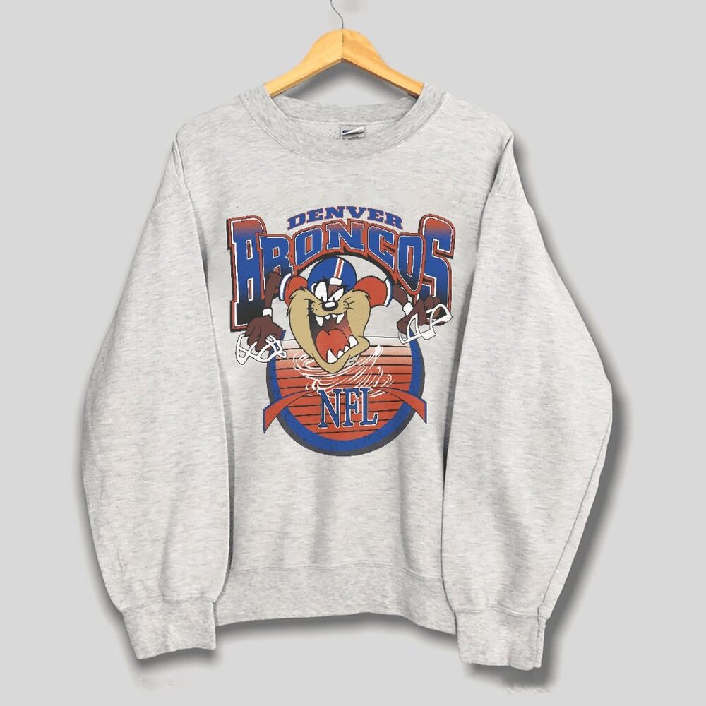 Vintage Denver Broncos Taz Looney Tunes Sweatshirt, Retro Football Shirt Tee